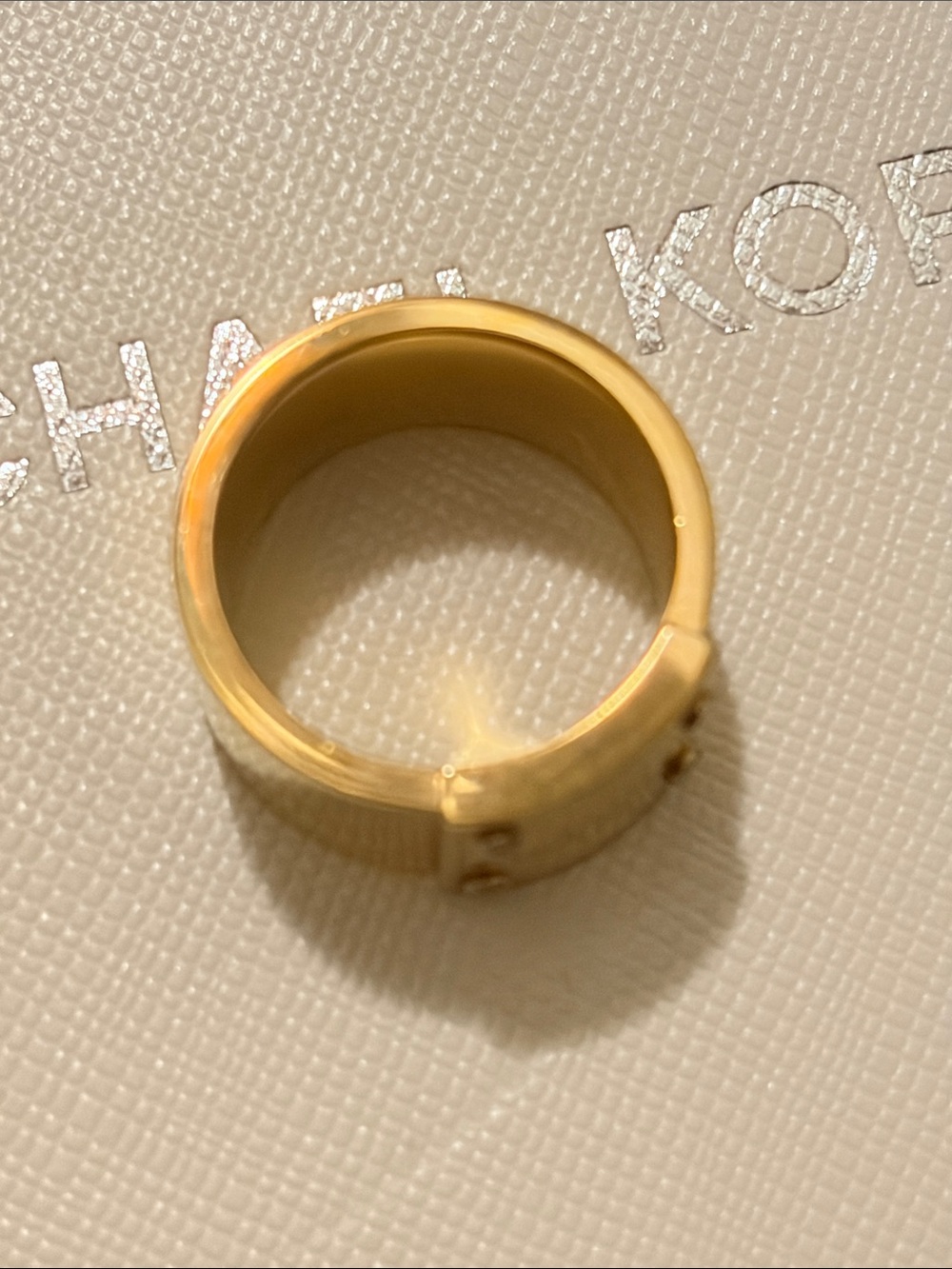 Michael Kors Gold-Tone Stainless Steel Plaque Signet Ring - Picture 5 of 6